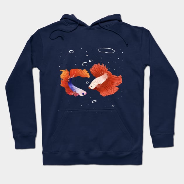 Pisces - Beautiful fishes with bubbles Hoodie by London Colin